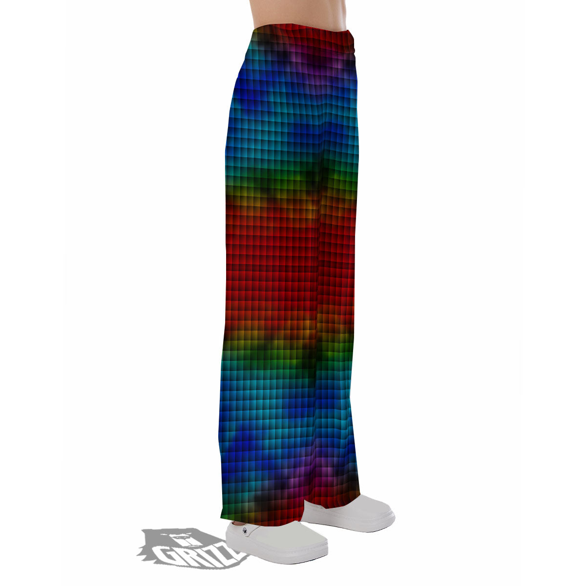Squares Rainbow Print Pattern Pajama Pants-grizzshop