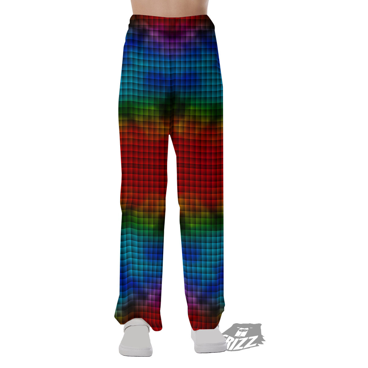 Squares Rainbow Print Pattern Pajama Pants-grizzshop
