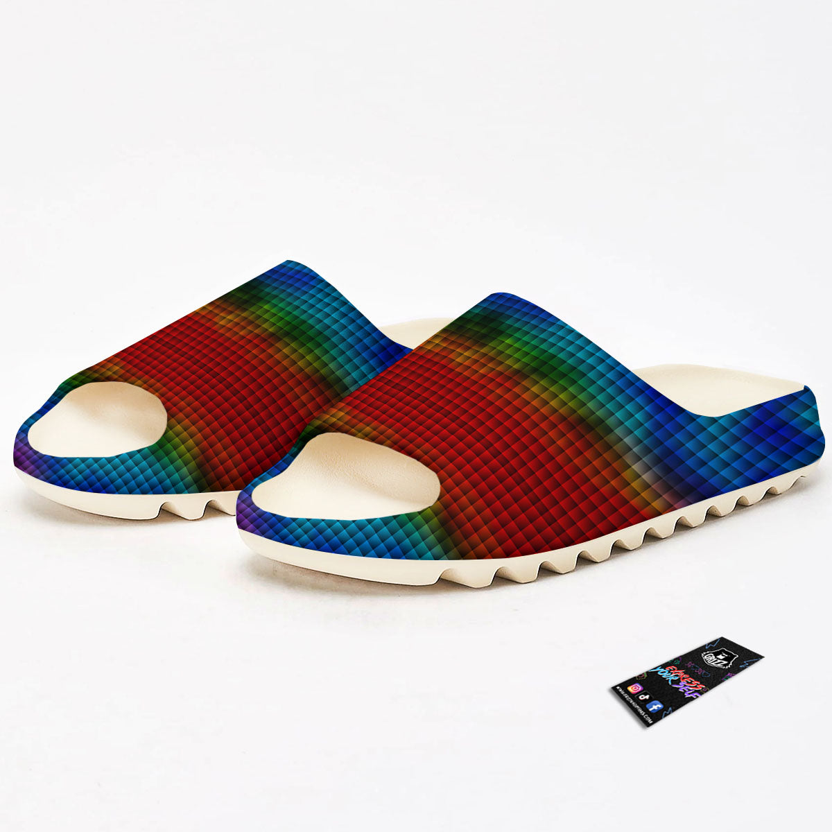 Squares Rainbow Print Pattern Sandals-grizzshop