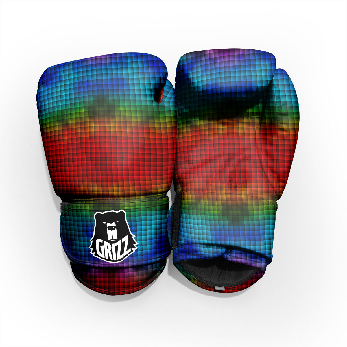 Squares Rainbow Print Pattern Pro Boxing Glove