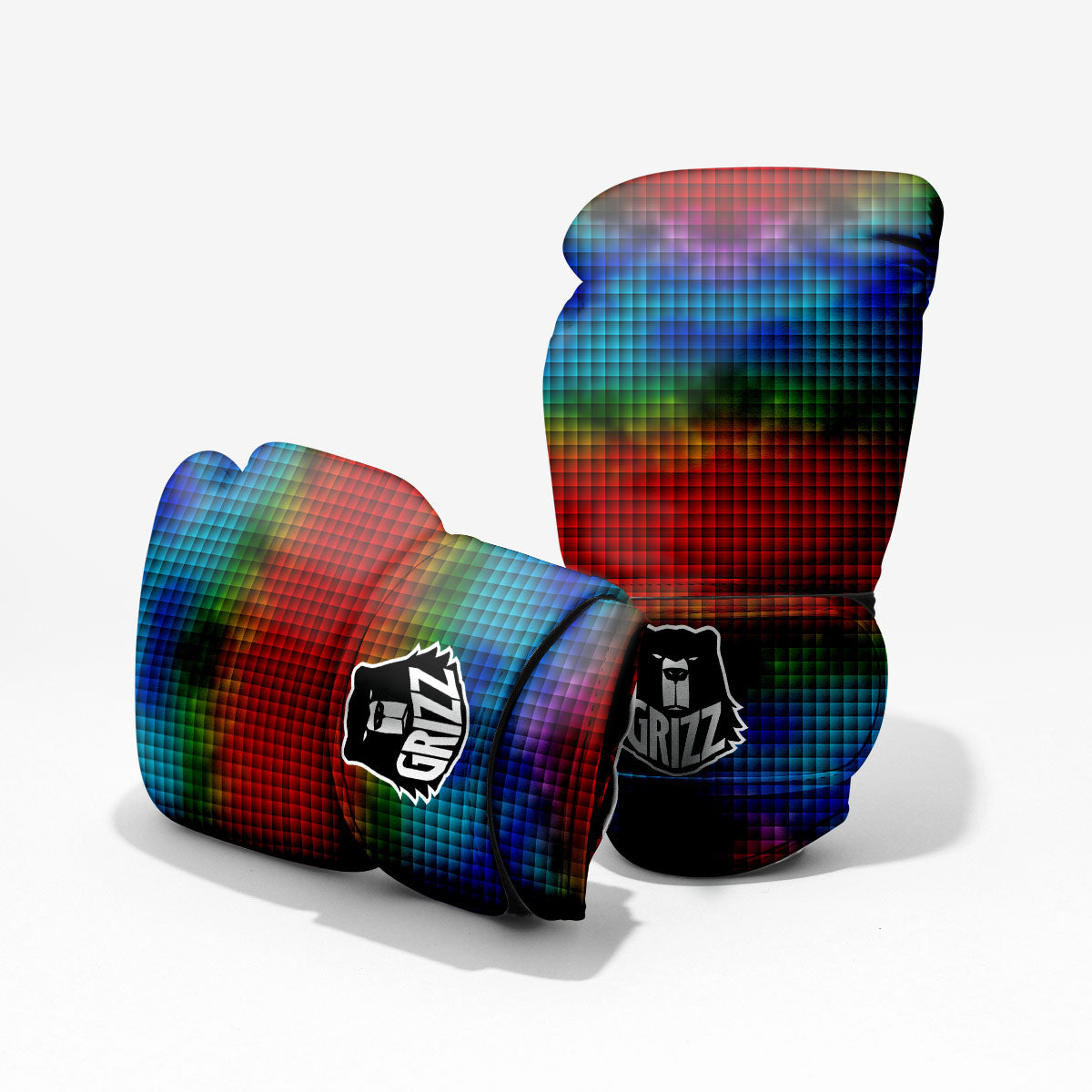 Squares Rainbow Print Pattern Pro Boxing Glove