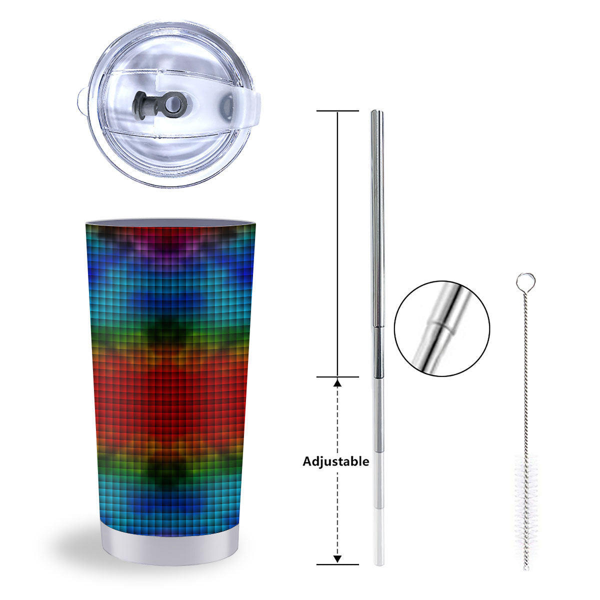 Squares Rainbow Print Pattern Tumbler-grizzshop