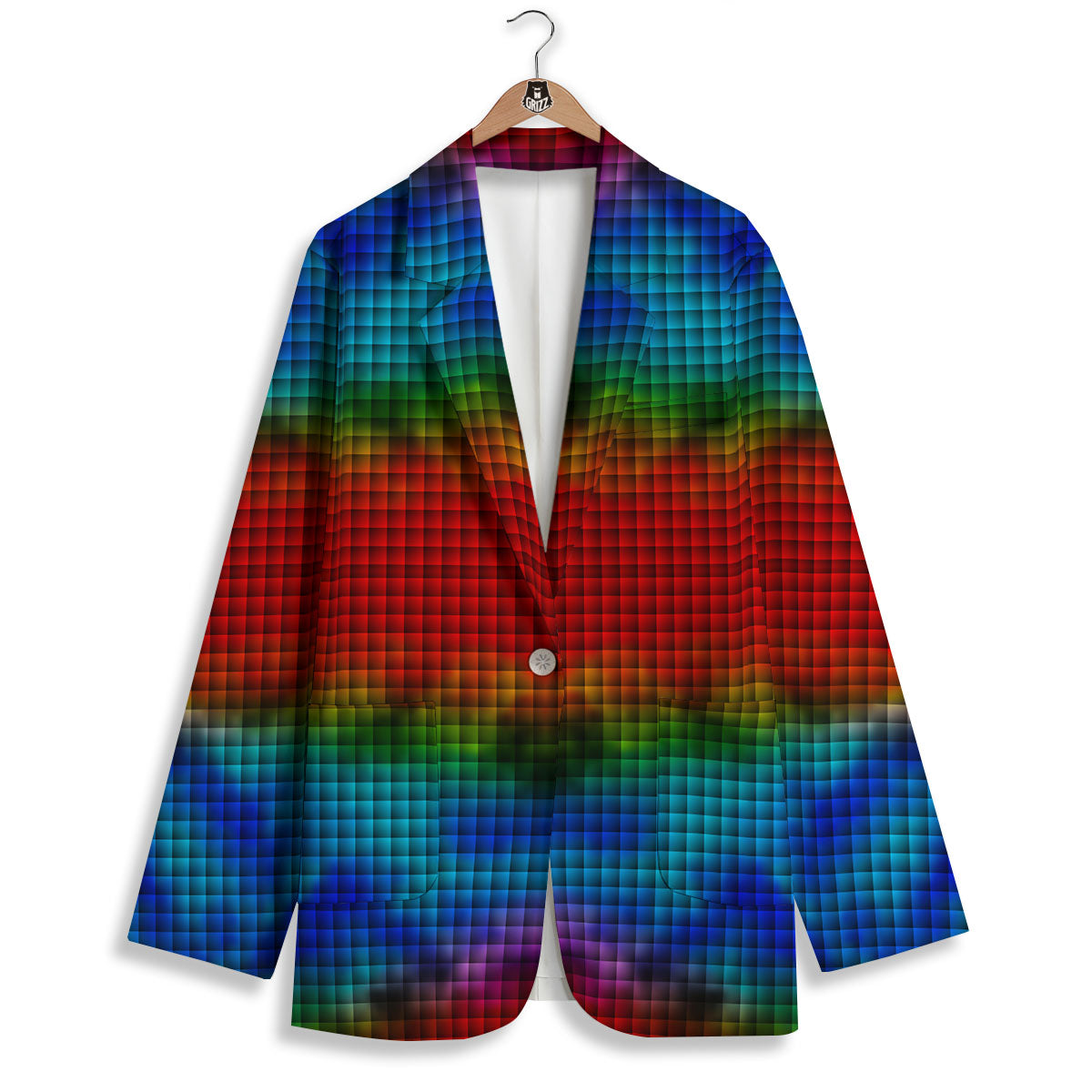 Squares Rainbow Print Pattern Women's Blazer-grizzshop