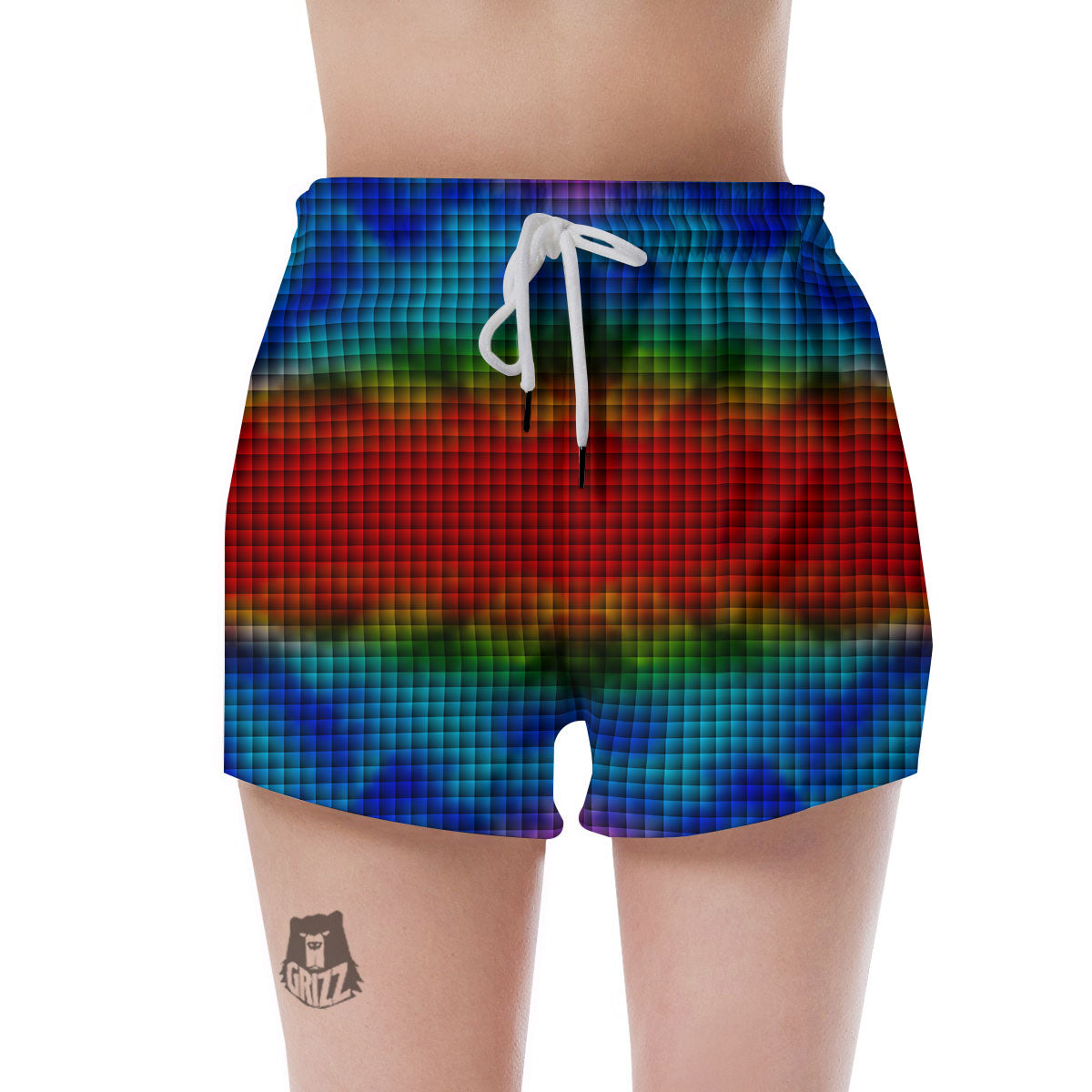 Squares Rainbow Print Pattern Women's Shorts-grizzshop