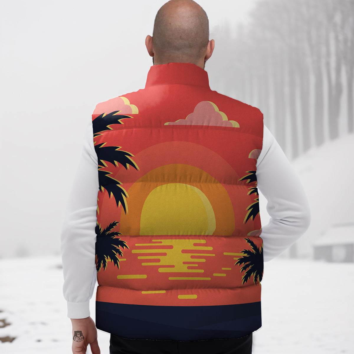 Squid Octopus Tentacle Pattern Print Down Vest