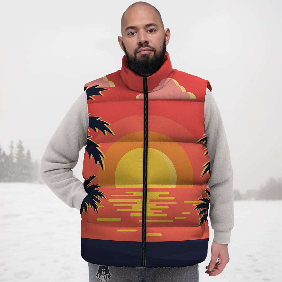 Squid Octopus Tentacle Pattern Print Down Vest