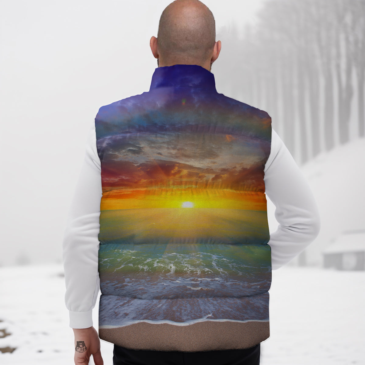 Squirrel Drawing Pattern Print Down Vest-grizzshop