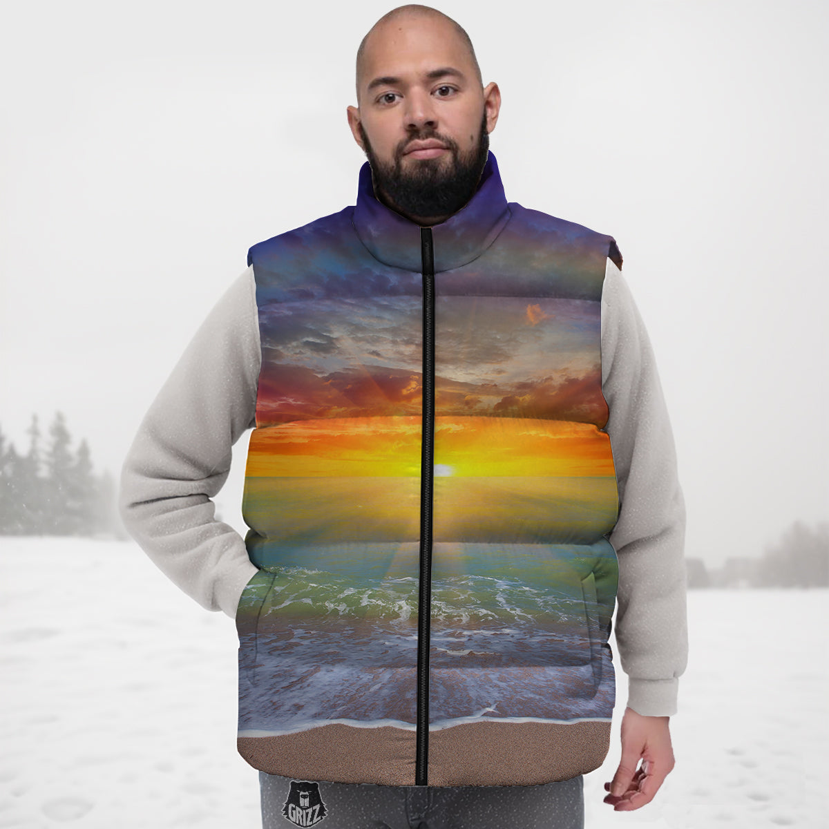 Squirrel Drawing Pattern Print Down Vest-grizzshop
