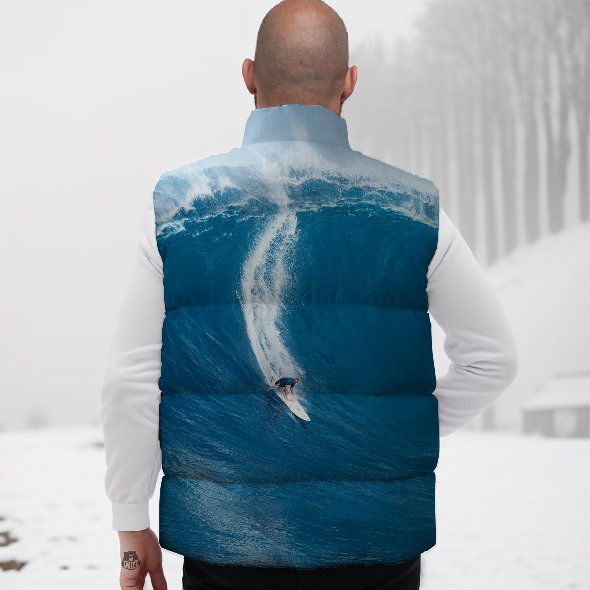 Squirrel Drawing Walnut Pattern Print Down Vest-grizzshop