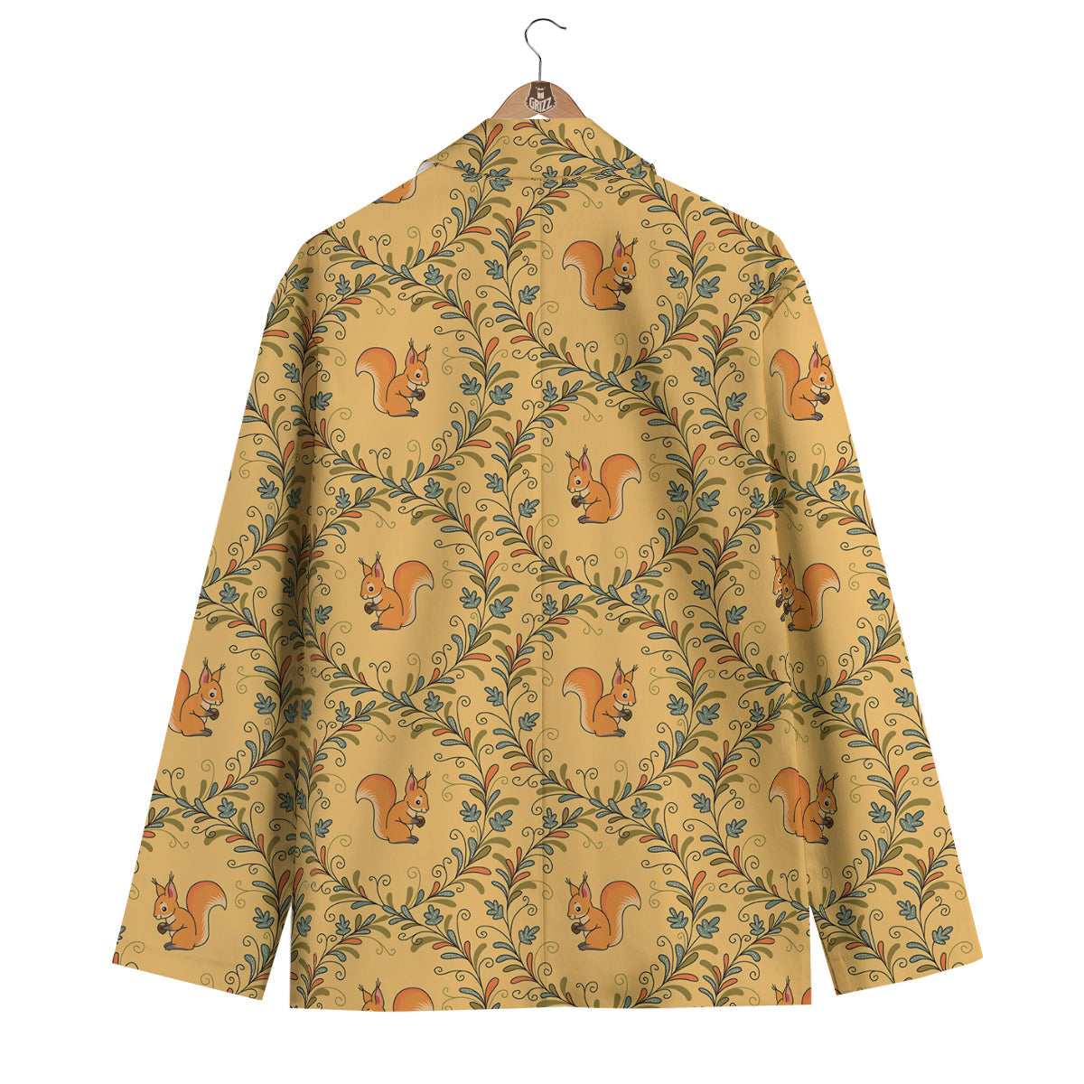 Squirrel Drawing Walnut Pattern Print Men's Blazer-grizzshop