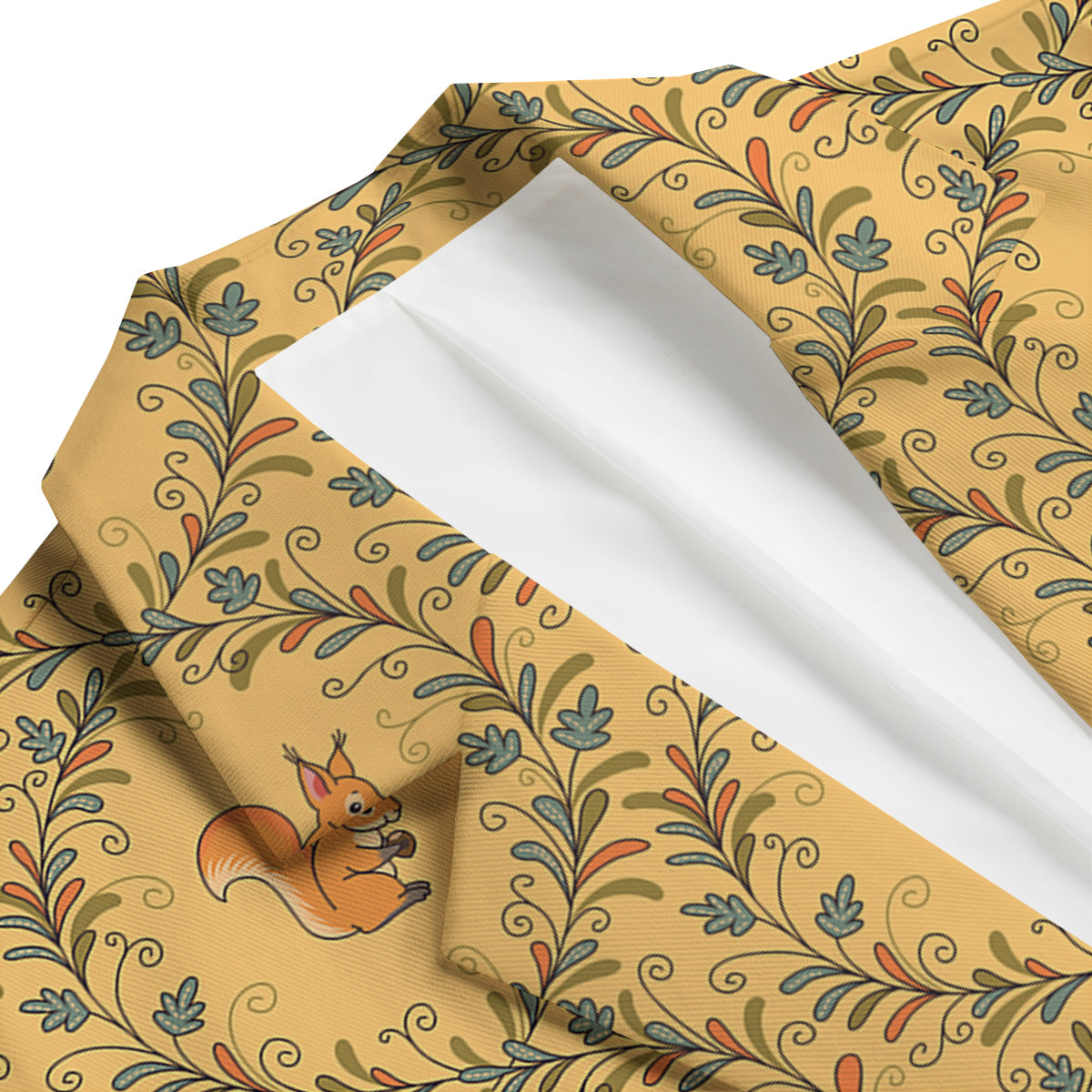 Squirrel Drawing Walnut Pattern Print Men's Blazer-grizzshop