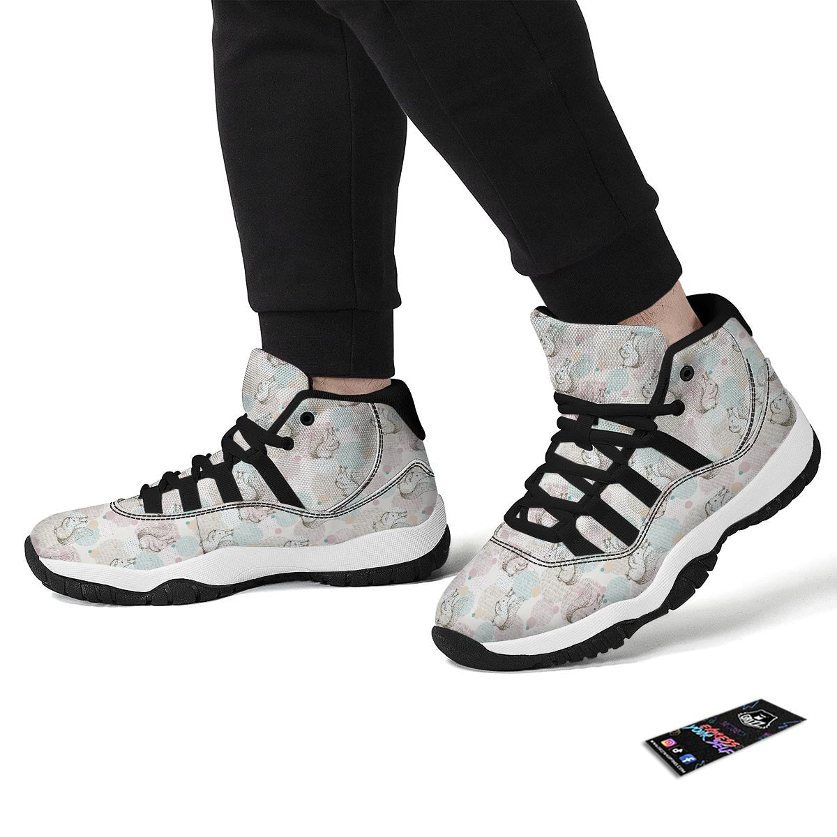 Squirrel Pattern Black Bball Shoes-grizzshop