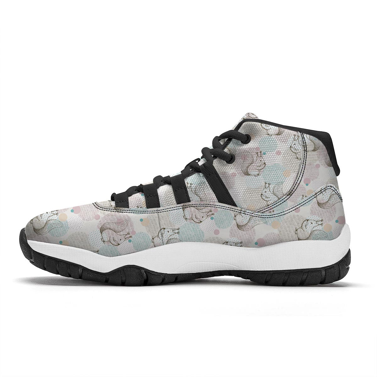 Squirrel Pattern Black Bball Shoes-grizzshop