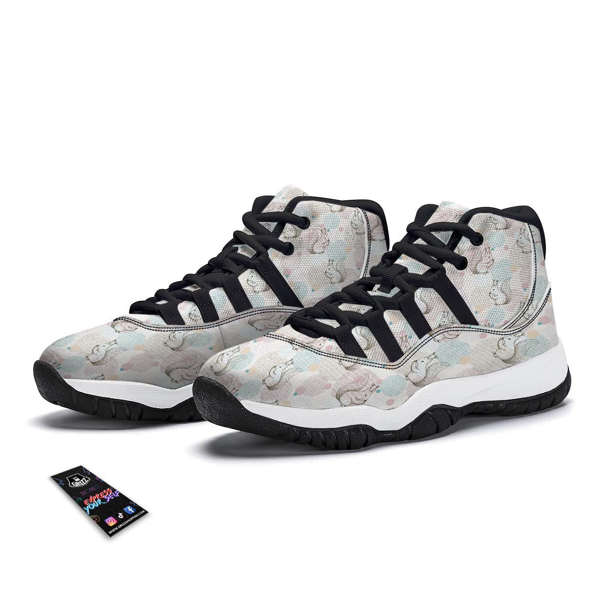 Squirrel Pattern Black Bball Shoes-grizzshop