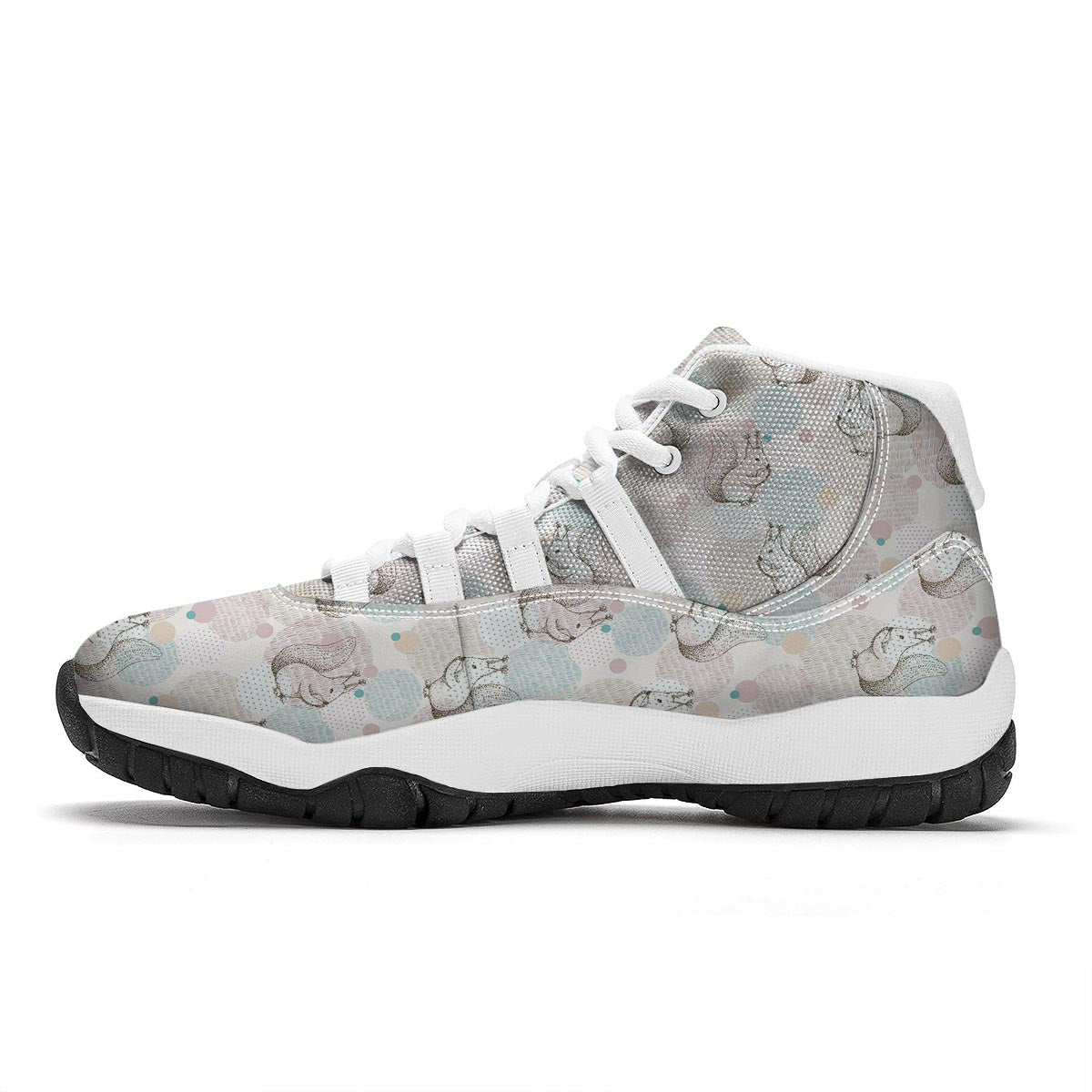 Squirrel Pattern White Bball Shoes-grizzshop