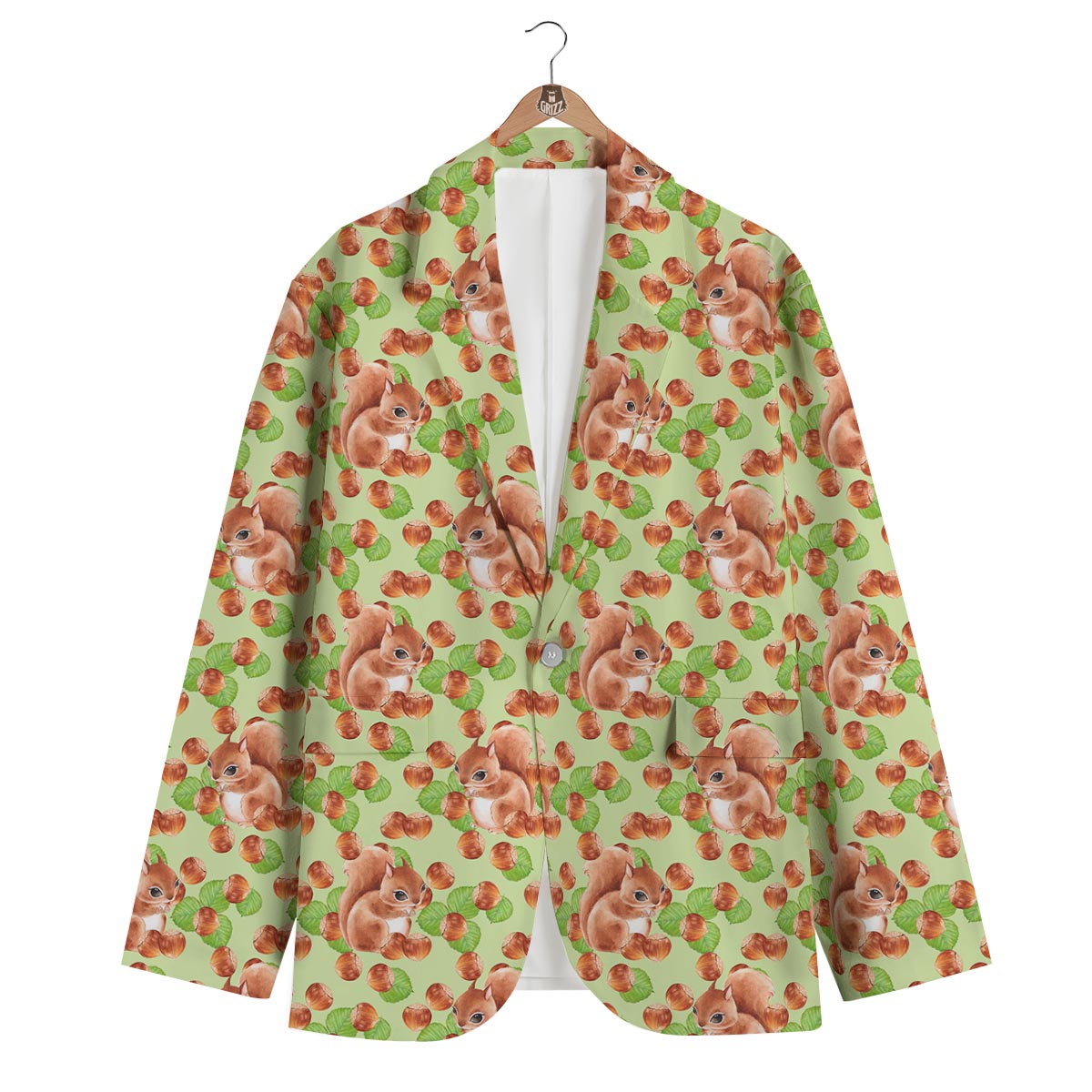 Squirrel Print Men's Blazer-grizzshop