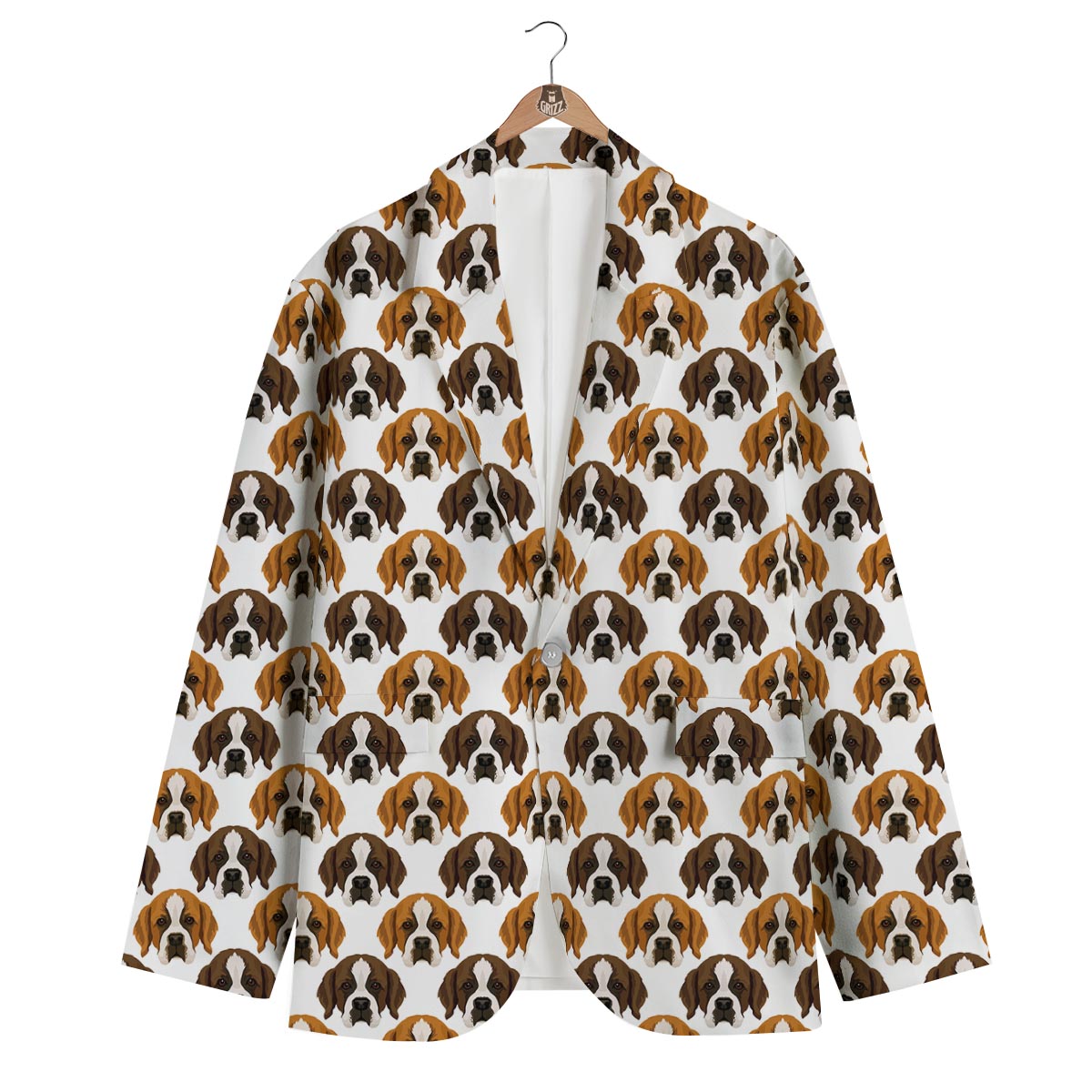 St Bernard Pattern Print Men's Blazer-grizzshop