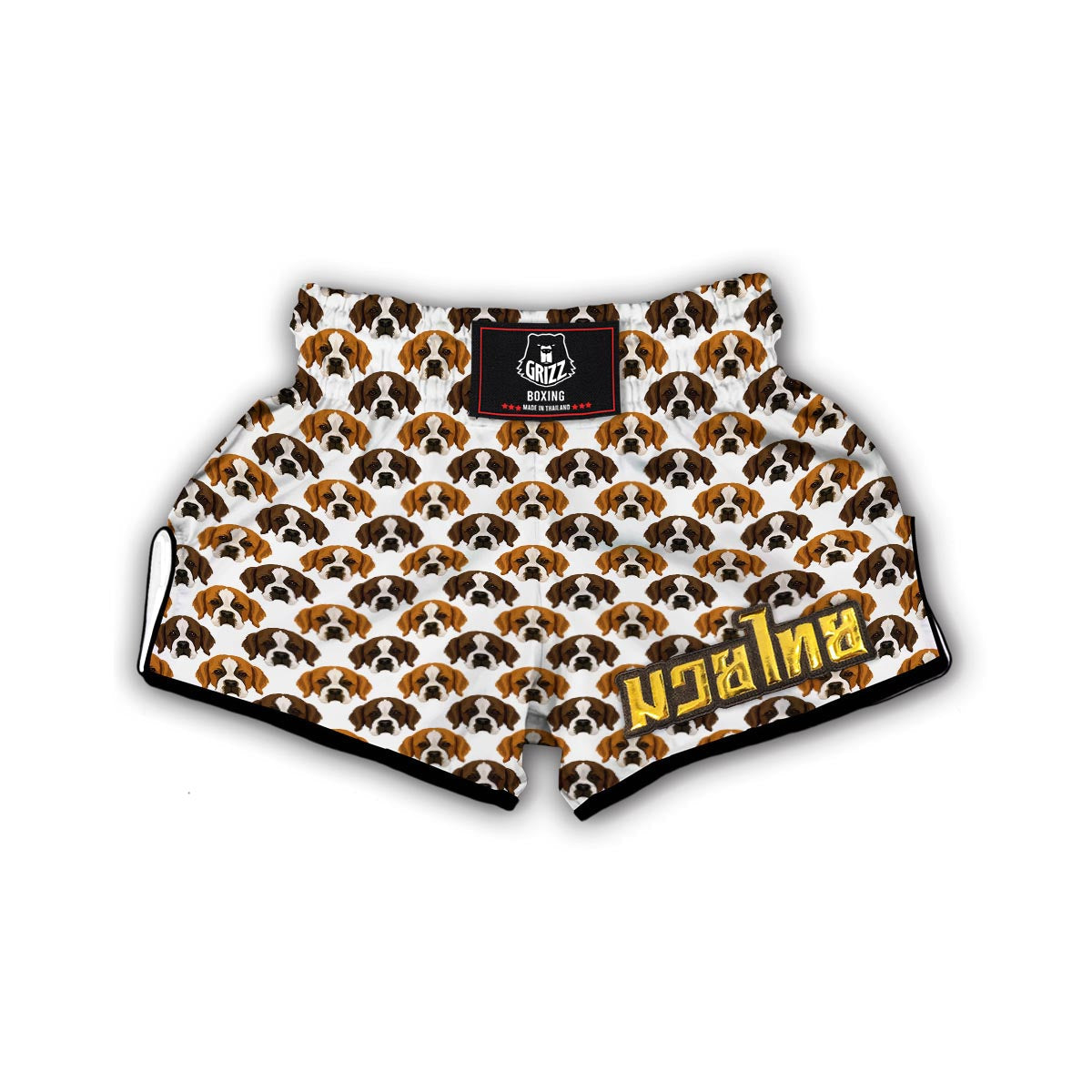 St Bernard Pattern Print Muay Thai Boxing Shorts-grizzshop