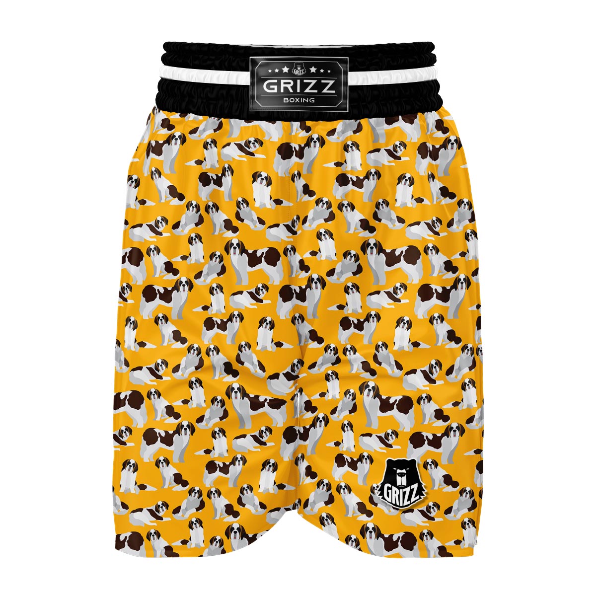 St Bernard Yellow Pattern Print Boxing Shorts-grizzshop