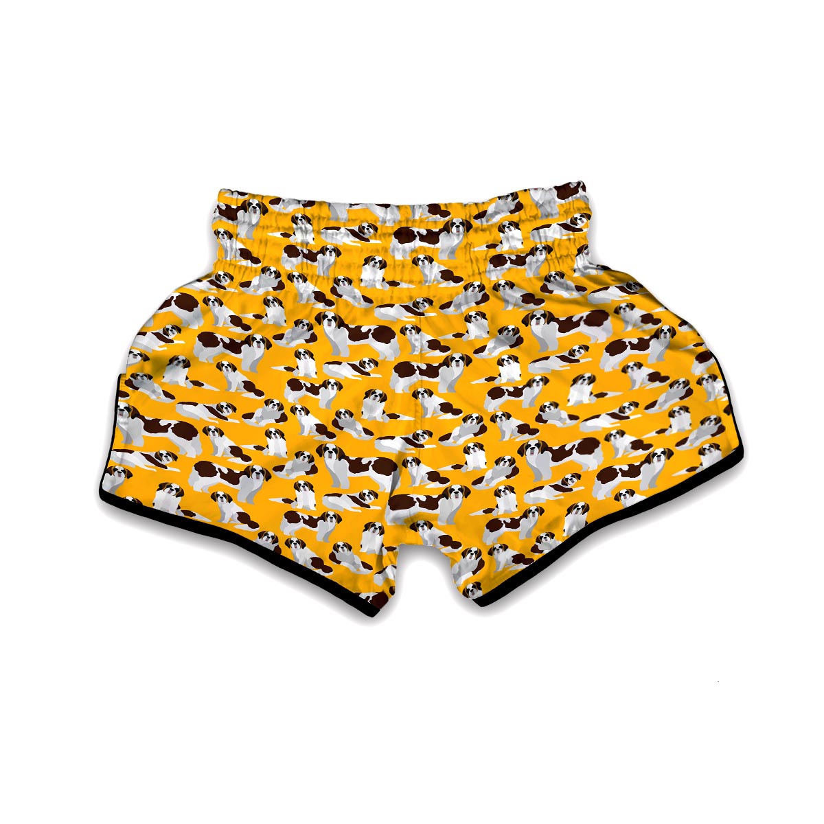 St Bernard Yellow Pattern Print Muay Thai Boxing Shorts-grizzshop