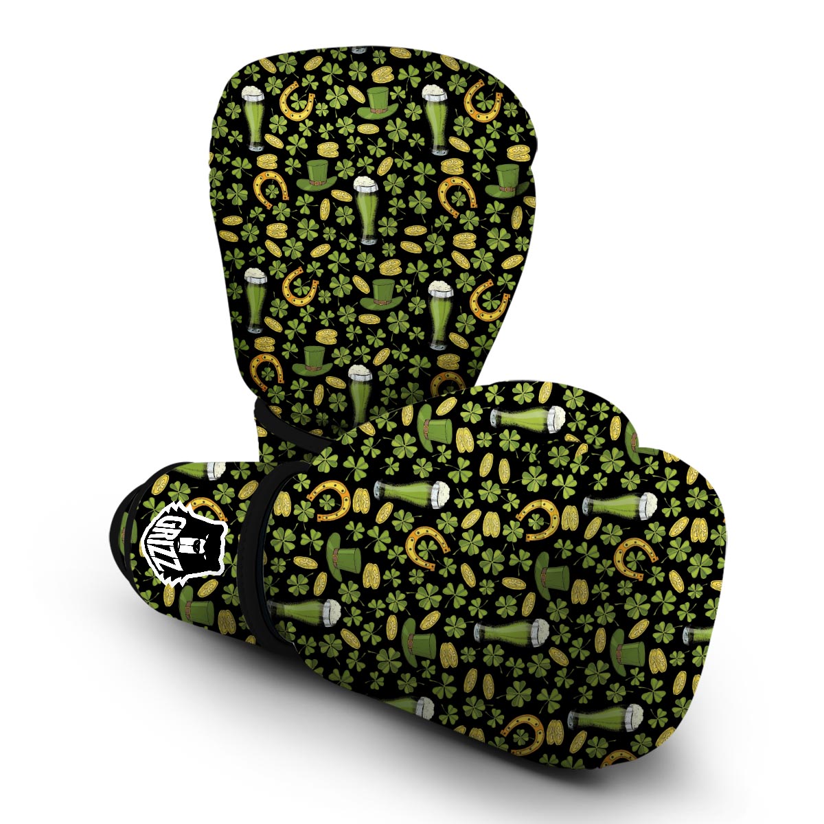 St Patrick's Day Leprechaun Beer Pattern Print Boxing Gloves-grizzshop