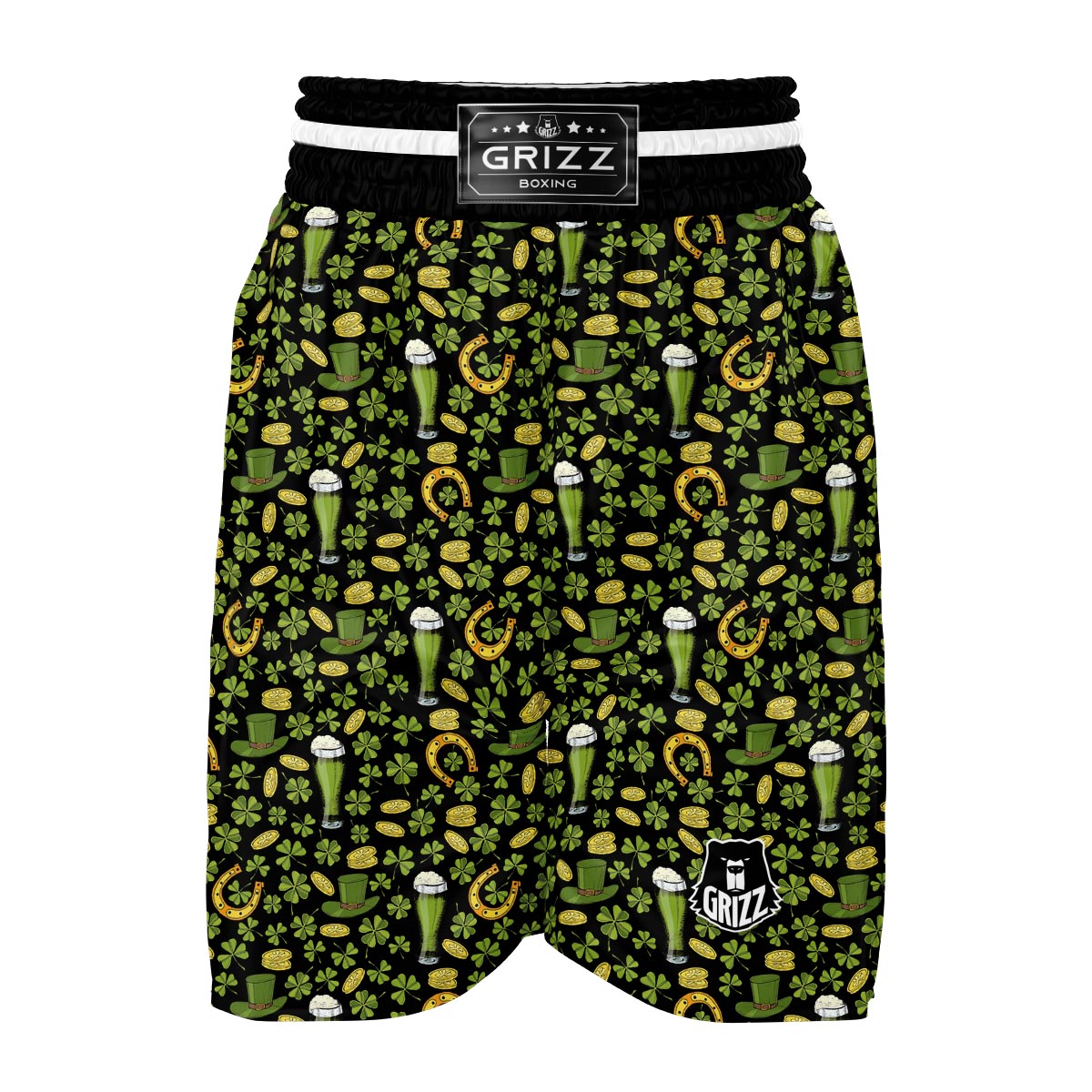 St Patrick's Day Leprechaun Beer Pattern Print Boxing Shorts-grizzshop