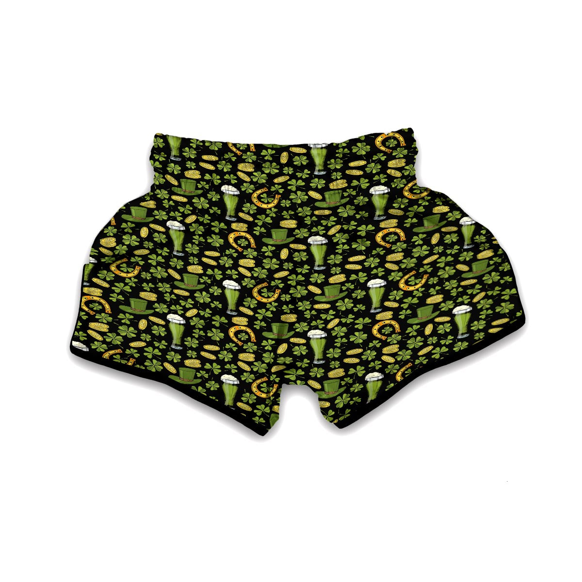 St Patrick's Day Leprechaun Beer Pattern Print Muay Thai Boxing Shorts-grizzshop