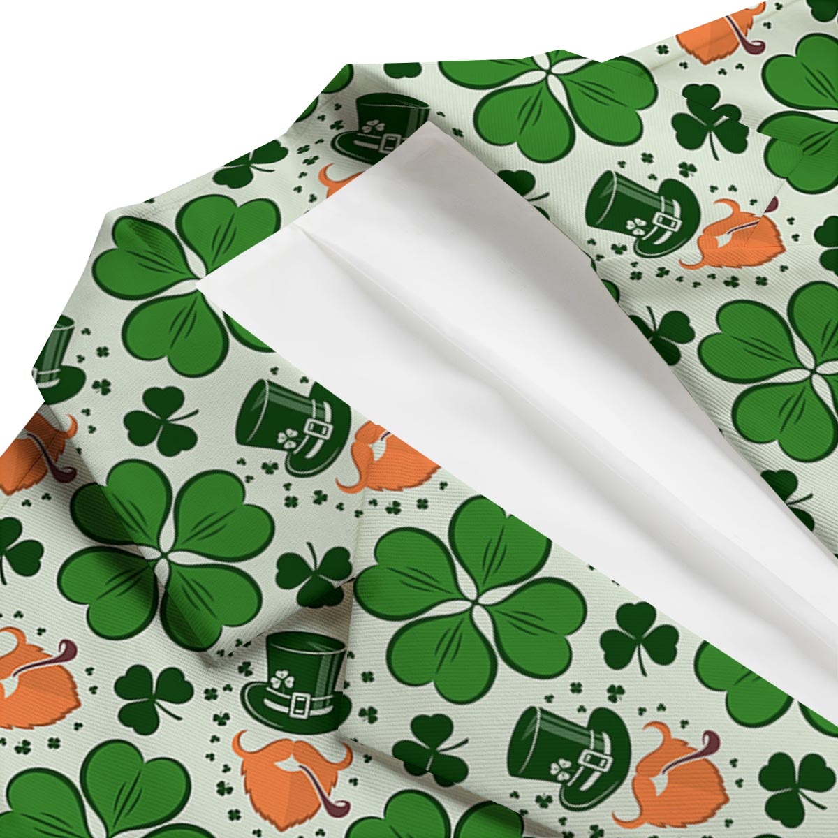 St Patrick's Day Leprechaun Pattern Print Men's Blazer-grizzshop