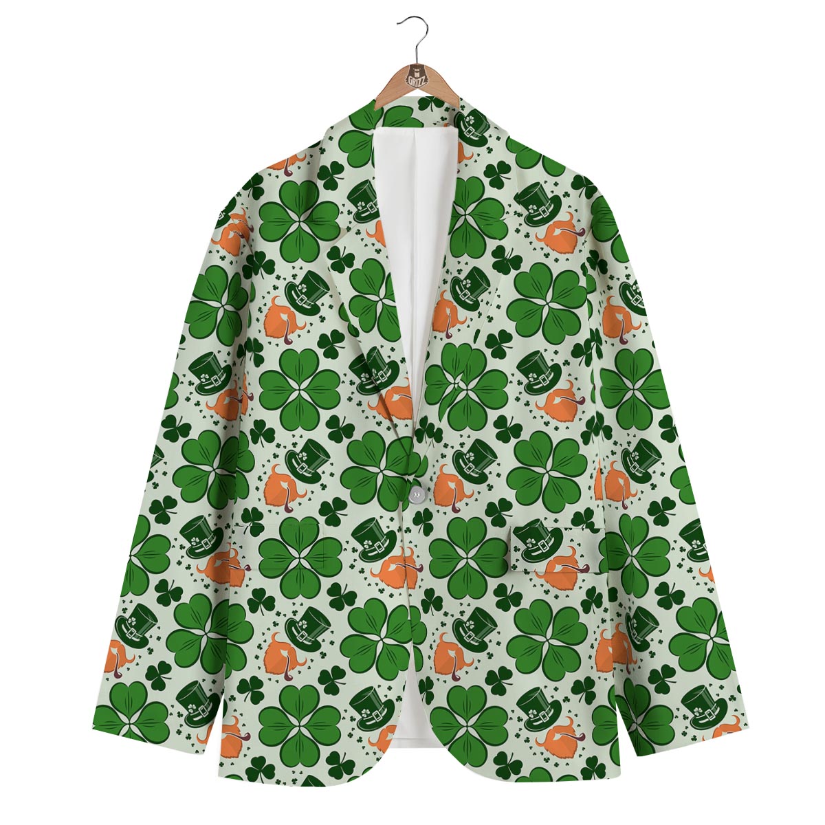 St Patrick's Day Leprechaun Pattern Print Men's Blazer-grizzshop