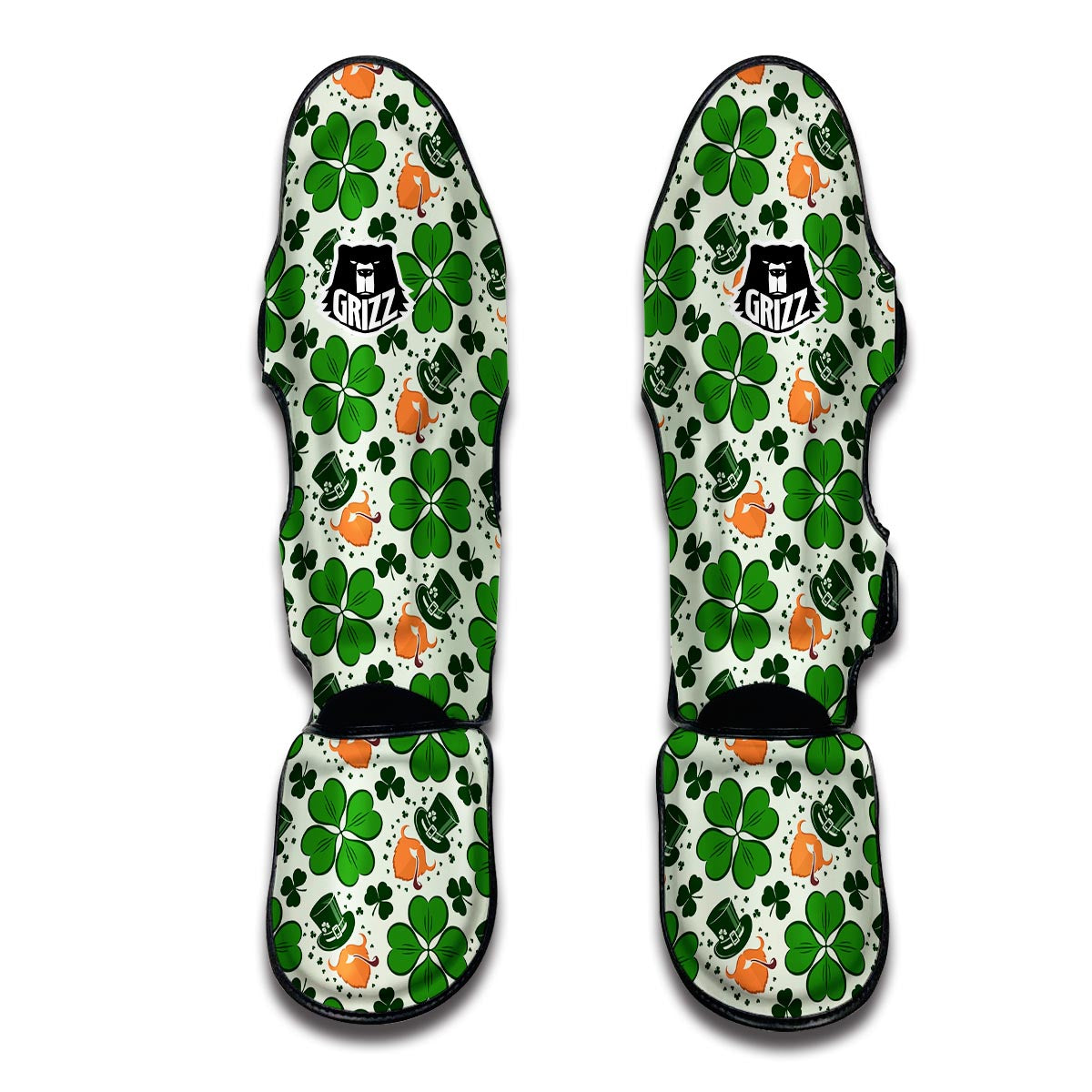 St Patrick's Day Leprechaun Pattern Print Muay Thai Shin Guards-grizzshop