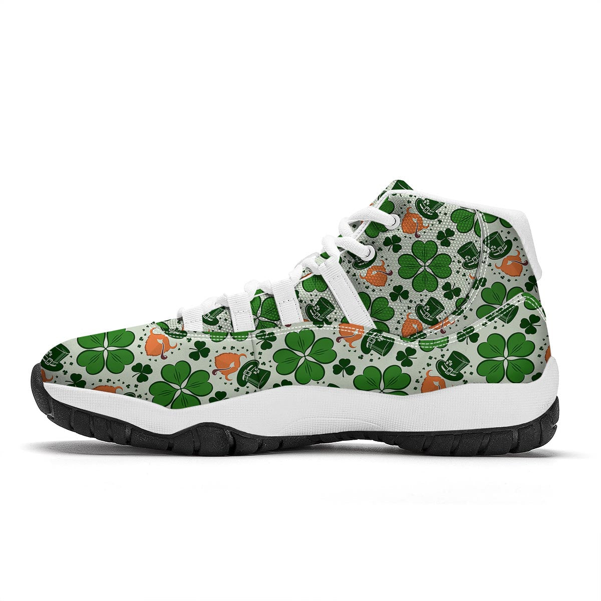 St Patrick's Day Leprechaun Pattern Print White Bball Shoes-grizzshop