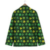 St Patrick's Day Shamrock Green Yellow Print Pattern Men's Blazer-grizzshop