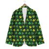 St Patrick's Day Shamrock Green Yellow Print Pattern Men's Blazer-grizzshop