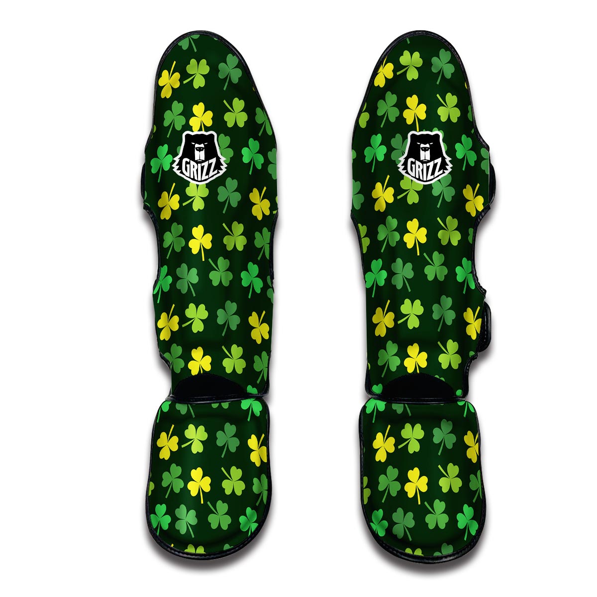 St Patrick's Day Shamrock Green Yellow Print Pattern Muay Thai Shin Guards-grizzshop