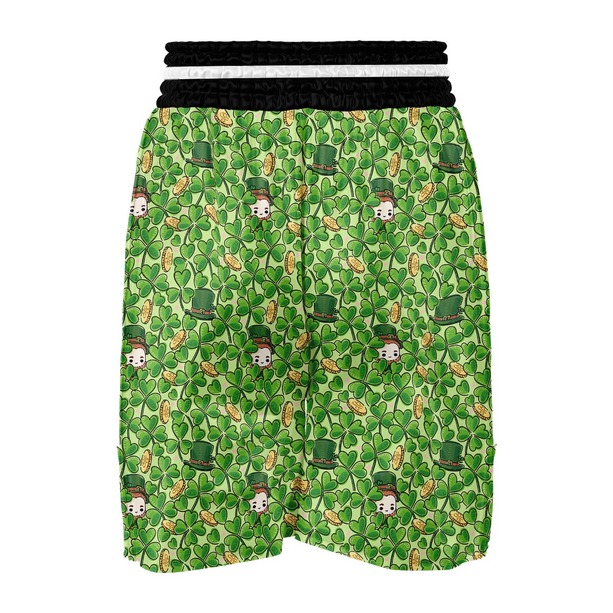 St Patrick's Day Shamrock Pattern Print Boxing Shorts-grizzshop