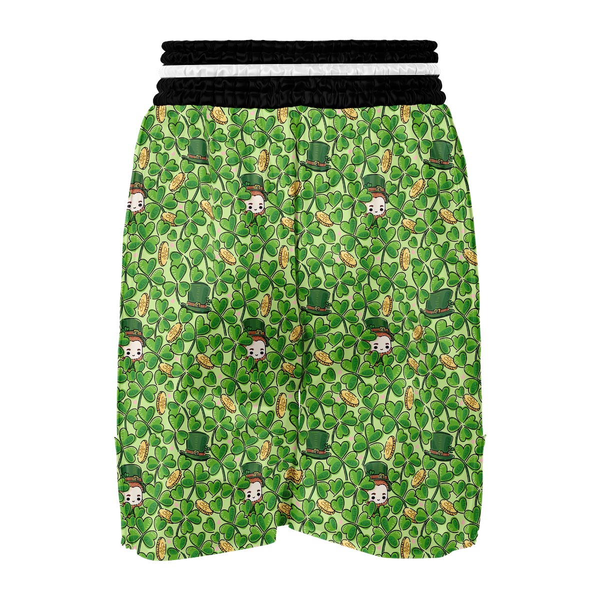 St Patrick's Day Shamrock Pattern Print Boxing Shorts-grizzshop