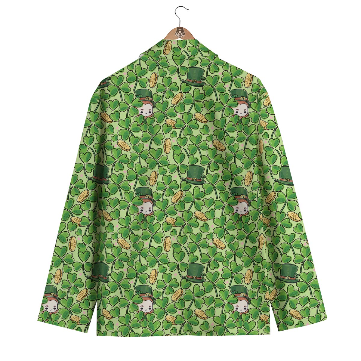 St Patrick's Day Shamrock Pattern Print Men's Blazer-grizzshop