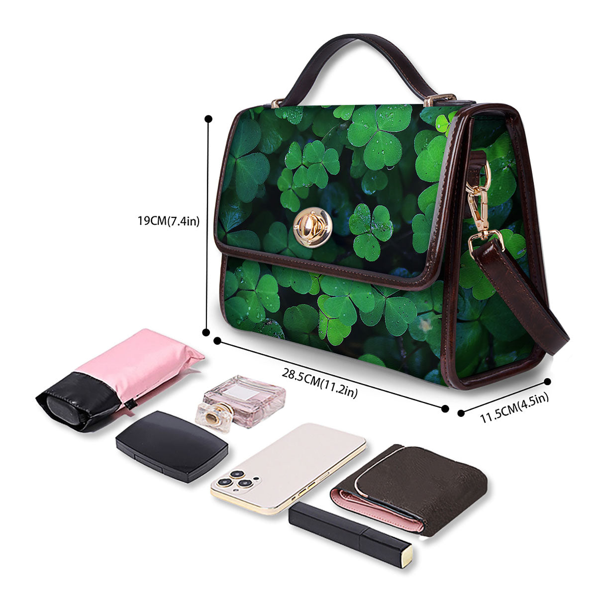 St. Patrick's Day Shamrock Clover Print Women's Satchel Bag