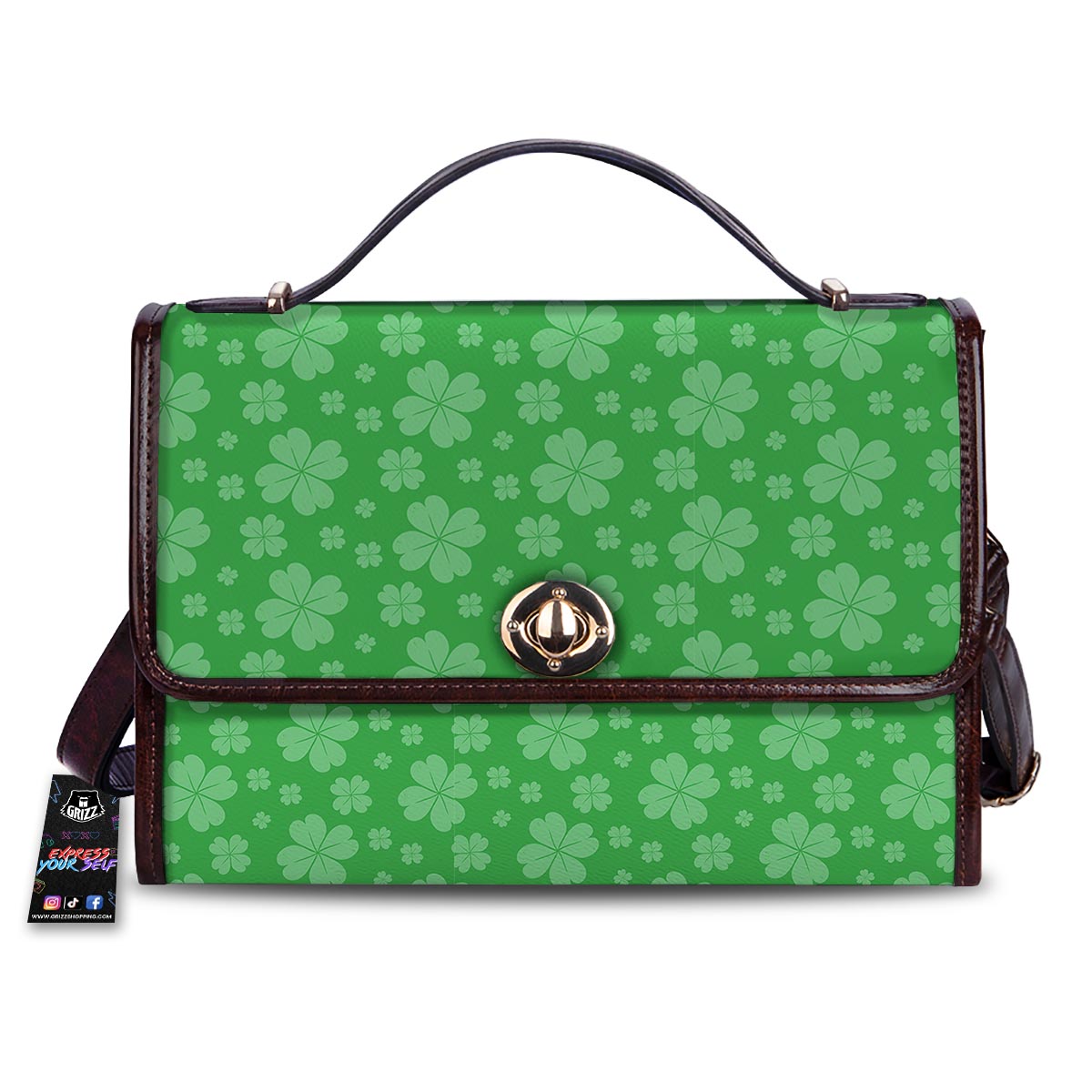 St. Patrick's Day Shamrock Leaf Print Pattern Women's Satchel Bag