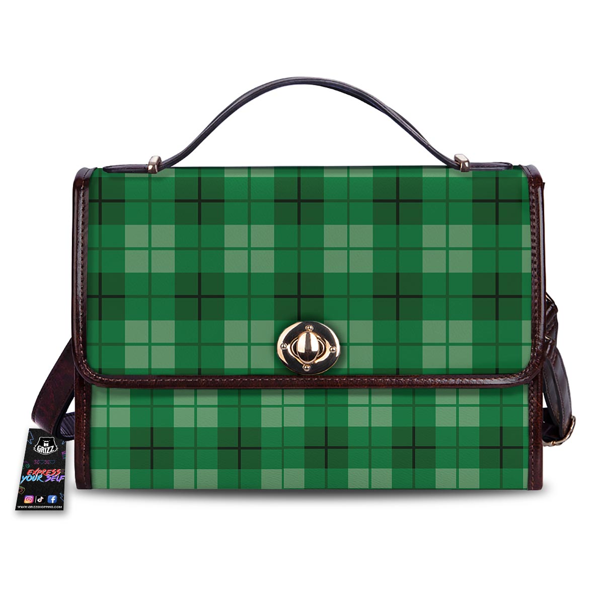 St. Patrick's Day Shamrock Plaid Print Pattern Women's Satchel Bag