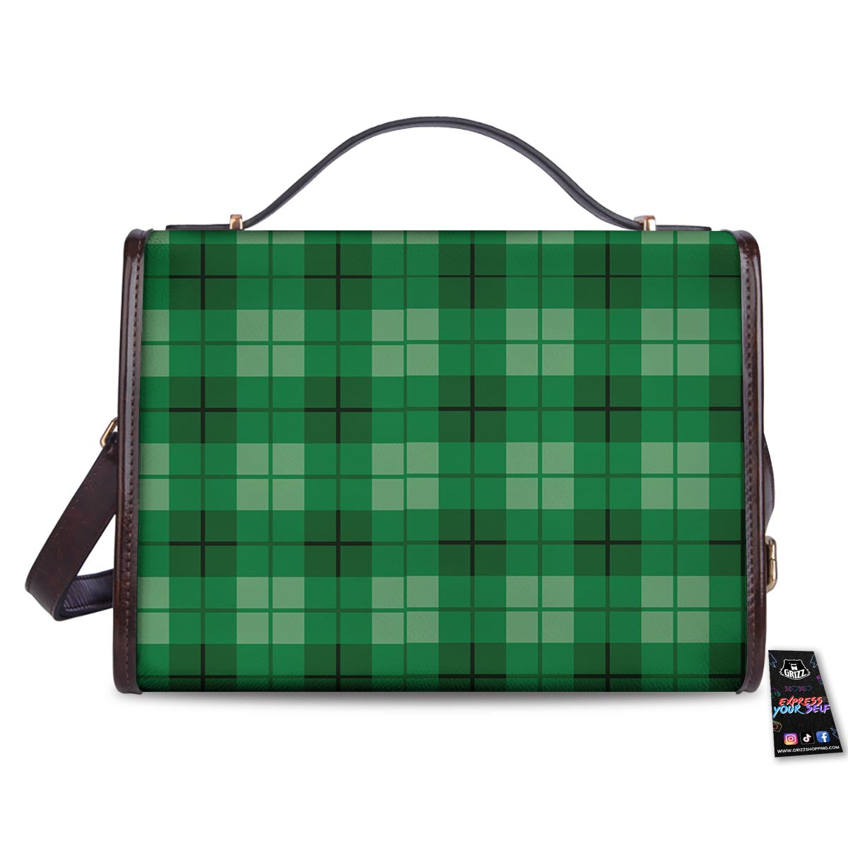 St. Patrick's Day Shamrock Plaid Print Pattern Women's Satchel Bag