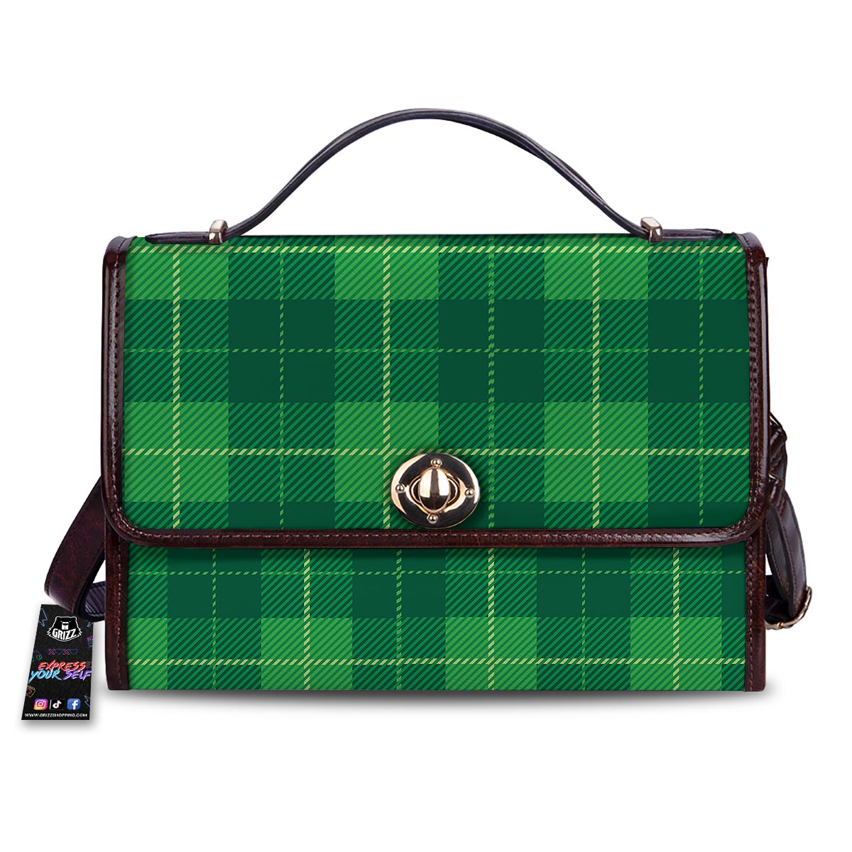 St. Patrick's Day Shamrock Tartan Print Pattern Women's Satchel Bag