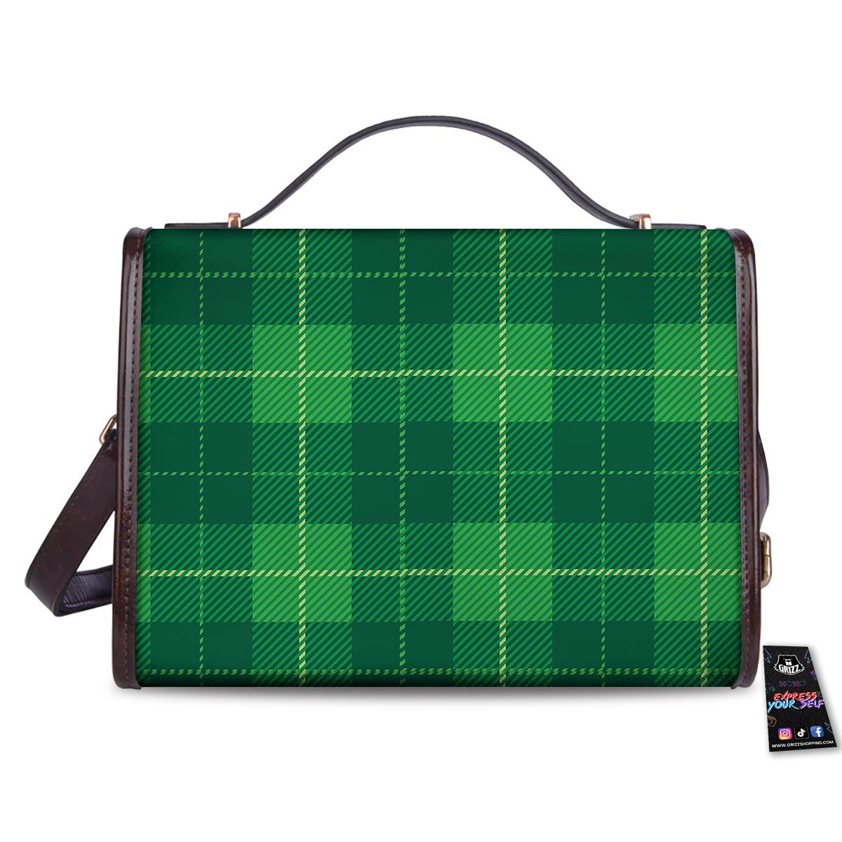St. Patrick's Day Shamrock Tartan Print Pattern Women's Satchel Bag