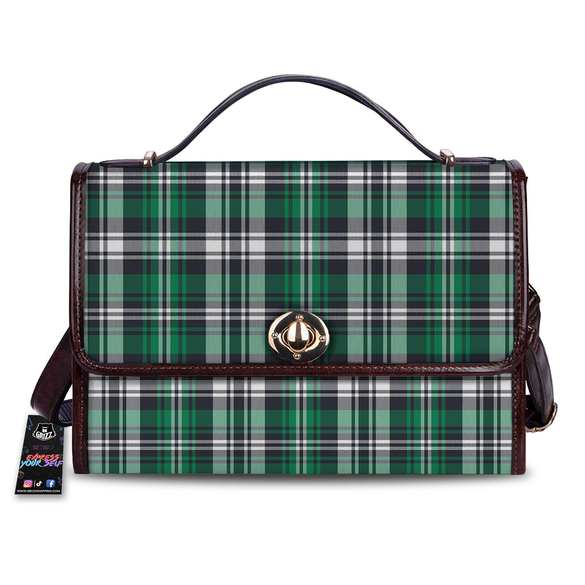 St. Patrick's Day Tartan Shamrock Print Pattern Women's Satchel Bag