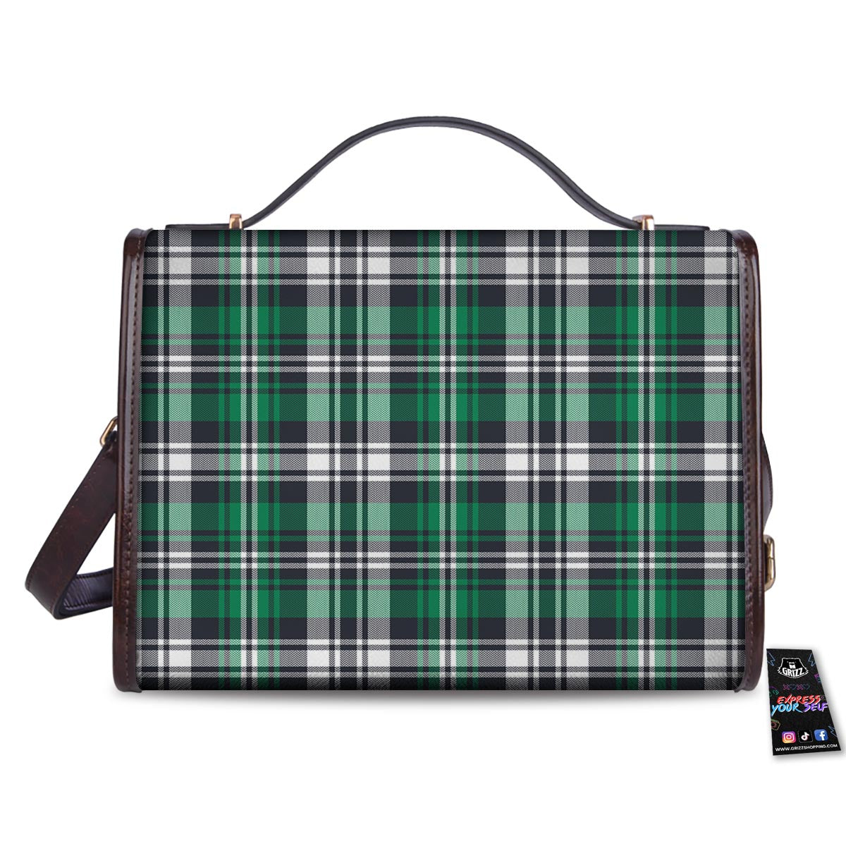 St. Patrick's Day Tartan Shamrock Print Pattern Women's Satchel Bag