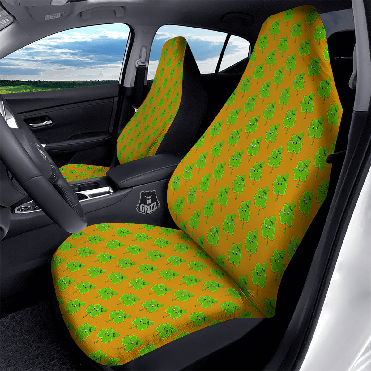 St. Patrick's Day Cute Clover Print Car Seat Covers-grizzshop