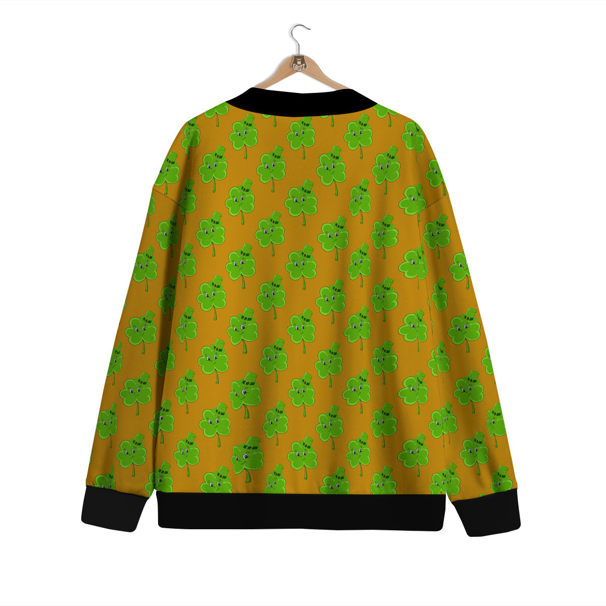 St. Patrick's Day Cute Clover Print Cardigan-grizzshop