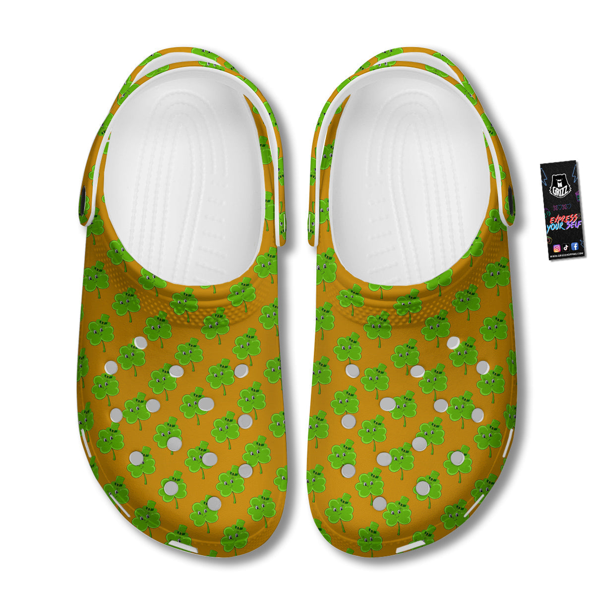 St. Patrick's Day Cute Clover Print Clog-grizzshop