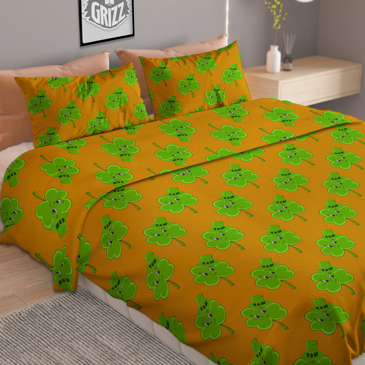 St. Patrick's Day Cute Clover Print Duvet Cover Bedding Set