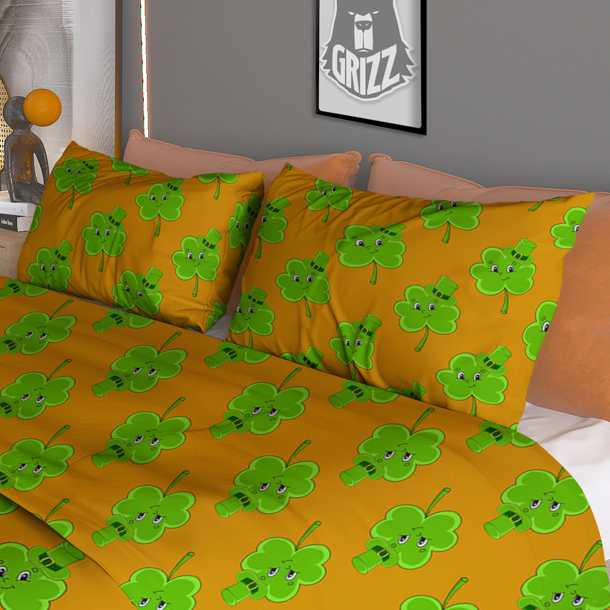 St. Patrick's Day Cute Clover Print Duvet Cover Bedding Set